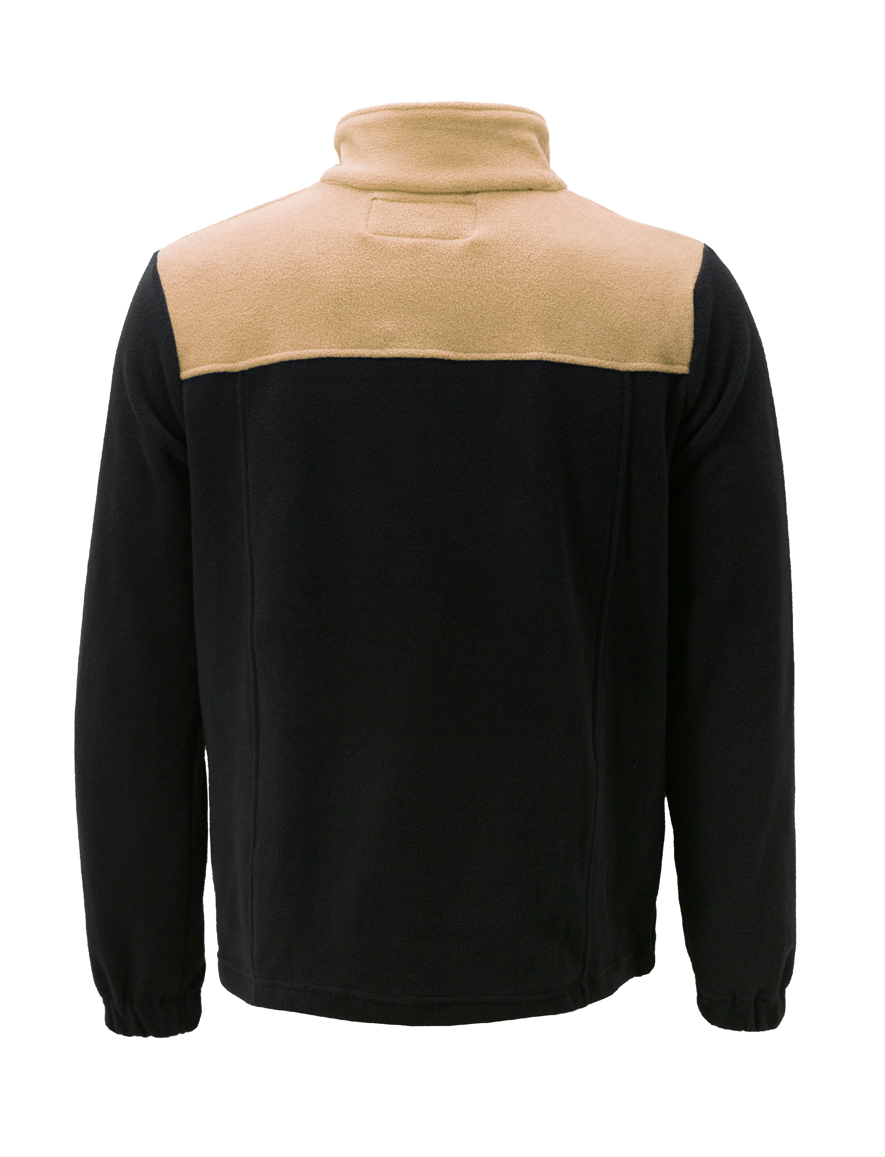 Men's Full Zip-Up Two Tone Solid Warm Polar Fleece Soft Collared Sweater Jacket (M, LF35 #3) - image 2 of 3