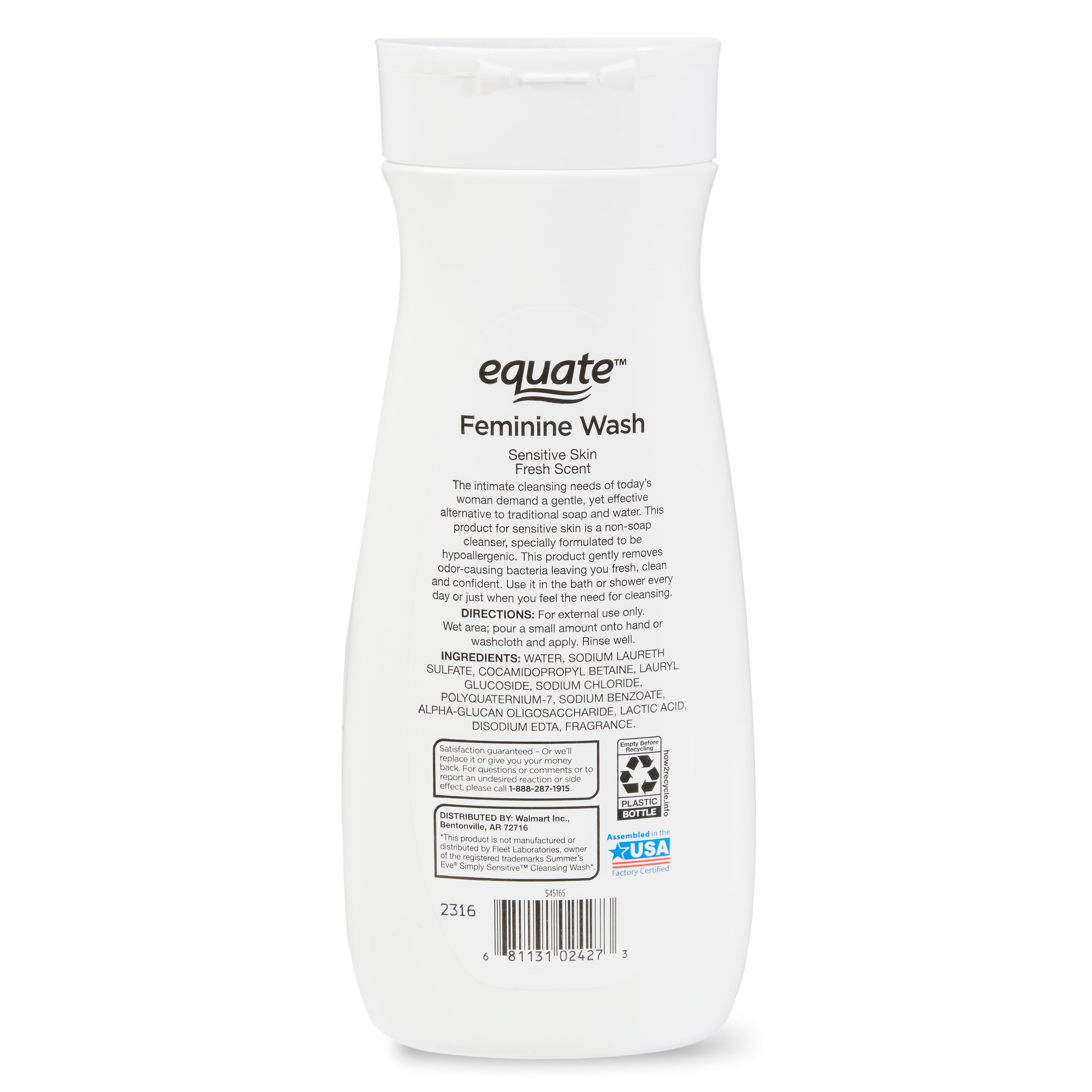 Equate Sensitive Skin Feminine Wash, Light & Clean Scent, 15 fl oz