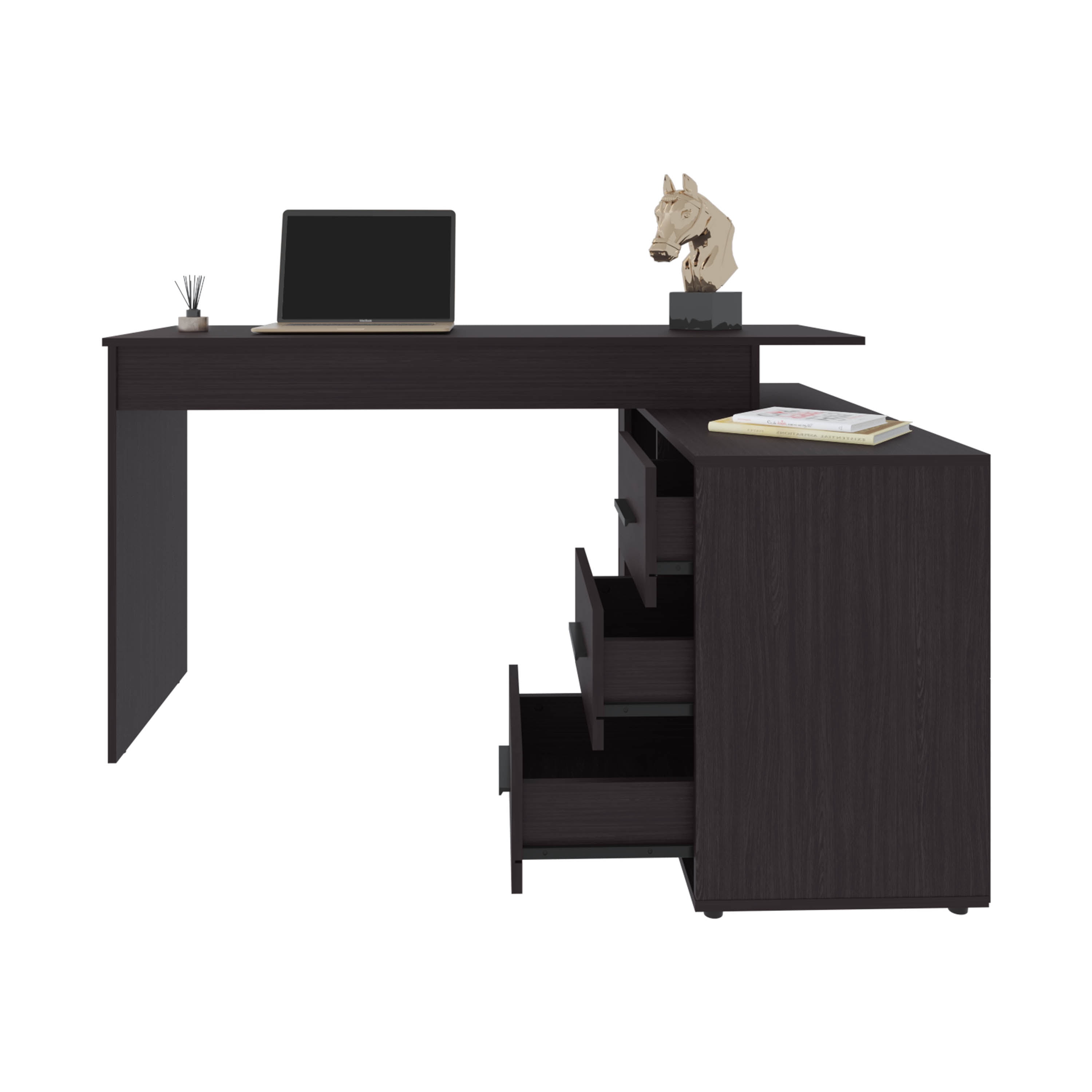 Astoutdoor Upton L-Shape Home Office Desk, Black