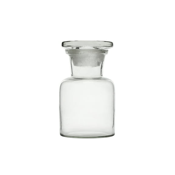 Reagent Bottle, 30ml - Wide Neck - Includes Tight Fitting Glass Stopper - Soda Glass - Eisco Labs