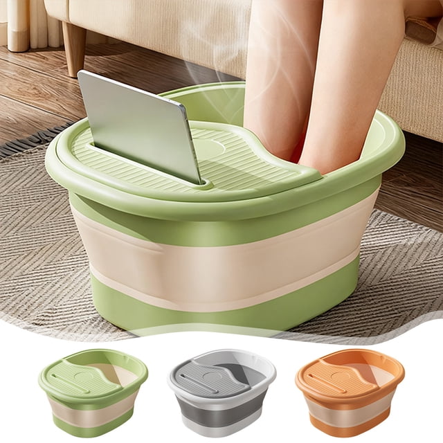 Yeciiwht Foldable Foot Bath Bucket with Handle and Lid, Portable Foot Bath Spa Collapsible Bucket with Massage Acupoints Household Foot Soaking Tup Foldable Bath Bucket for Foot