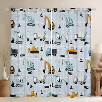 Manfei Boys Tractor Car Black Out Curtains, Cartoon Vehicle Curtains Pack of 2 (42x63 Each), Construction Truck Bedroom Curtains, Curtains Blackout Room Decor