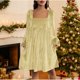 thumbnail image 1 of TaTaai Women's Party Velvet Dress Square Neck Long Sleeve Knee Length Elegant Casual Soft Stretchy Cocktail Evening Dress for Daily Gift, 1 of 9
