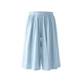 thumbnail image 4 of SEMPAI Women's Capris Wide Leg Flowy Loose Linen Pants Elastic Waist Cropped Boho Beach Toursers with Pockets, 4 of 5