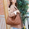 thumbnail image 4 of Faraee Hobos Bags for Women Soft Leather Shoulder Handbag Slouchy Tote Purses Stylish Crescent Casual Work Top Handle Satchel Brown, 4 of 9