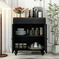 thumbnail image 2 of Art Accent Storage Cabinet with 2 Doors, Distressed Steel Sideboard & Embossed Pattern, 75 lbs Shelves, Entryway, Living Room, Dining Room, Antique Black, 2 of 11