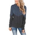 thumbnail image 1 of Pompotops Sweat à Capuche Patchwork pour Femmes, Manches Longues, Décontracté, 1 of 8