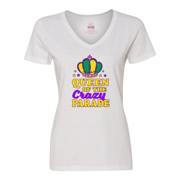Inktastic Mardi Gras Queen of the Crazy Parade Women's V-Neck T-Shirt