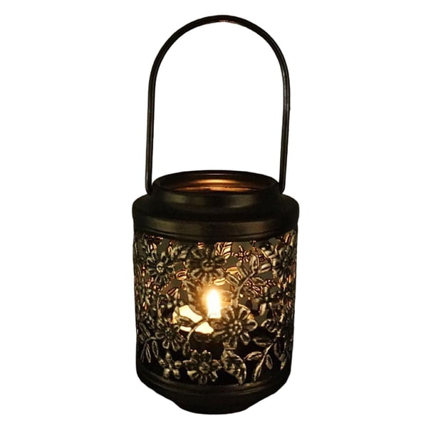 Portavelas marroquí moderno, candelabro decorativo para velas, centro de mesa Negro