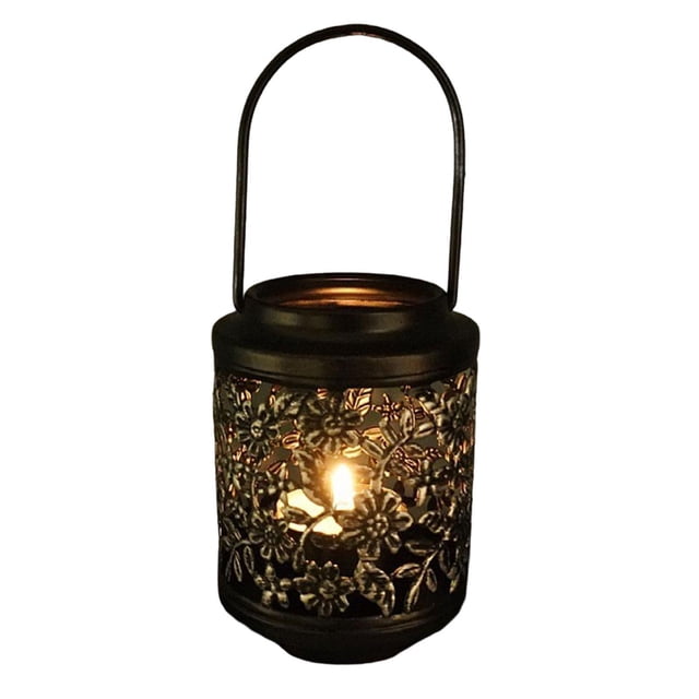 Candelabro de hierro para colgar en la pared, decoración de portavelas Negro