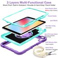 thumbnail image 3 of TECH CIRCLE iPad 10.2 Case (9th/8th/7th Generation) - Kids Proof Rugged Case with Kickstand / Adjustable Hand/Shoulder Strap, Purple + Mint, 3 of 9