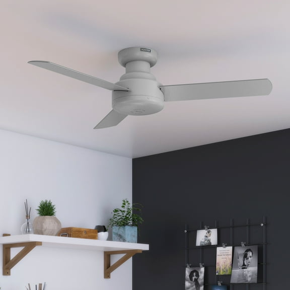 Restored Hunter Fan 44 inch Low Profile Dove Grey Finish Indoor Ceiling Fan with 3 Blades for Living Room, Bedroom, Farmhouse, Kitchen (Refurbished)