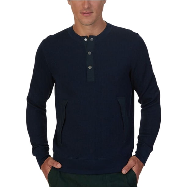 Camiseta henley acanalada Nautica para hombre color azul grande