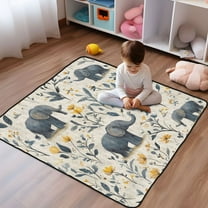 WOBOGO Lovely Elephants Baby Playmats Extra Large Waterproof Rollable Activity Pads for Toddlers 50×50inch