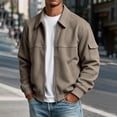 thumbnail image 2 of Jjayotai Men's Zip Up Jacket Collared Bomber Sleeve Pocket Utility Outerwear Casual Loose Fit Fall Winter Streetwear Ribbed Cuffs, 2 of 6