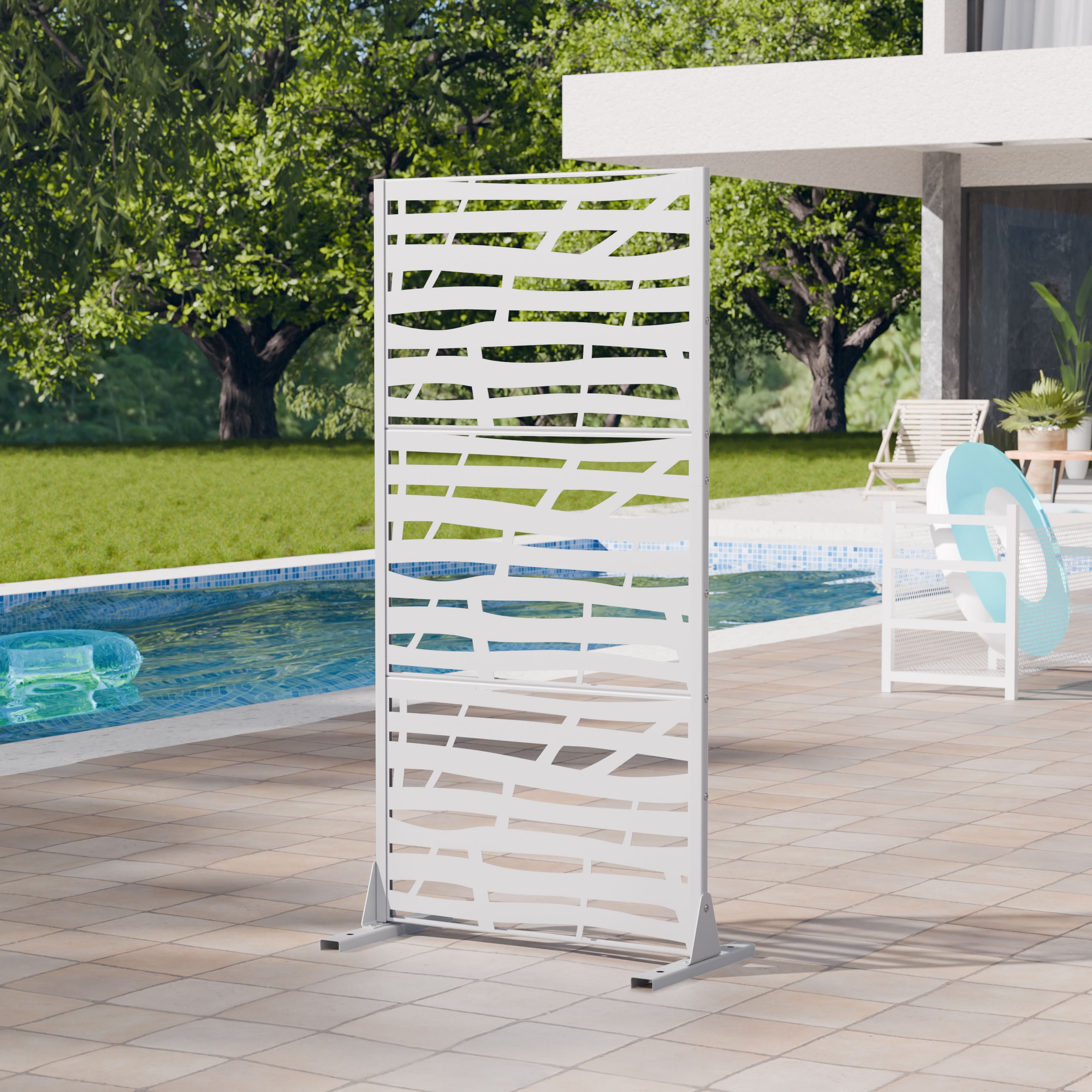 MAYEERTY 72*47in Outdoor Privacy Screen, Heavy Duty Metal Privacy Panel, Spa Area Privacy Divider for Patio, Balcony