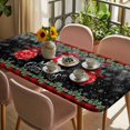 thumbnail image 3 of Red Christmas Balls Table Cloths for 3 Foot Rectangle Tables, Winter Snowflakes Xmax Berry Plaid Patio Waterproof Elastic Fitted Tablecloths, Washable Rectangular Table Cover for Camping, 3 of 8