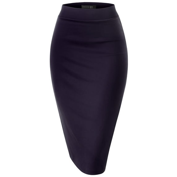 Thanth Womens Waist Band Streychy Solid Pencil Skirt(Plus Size Available)