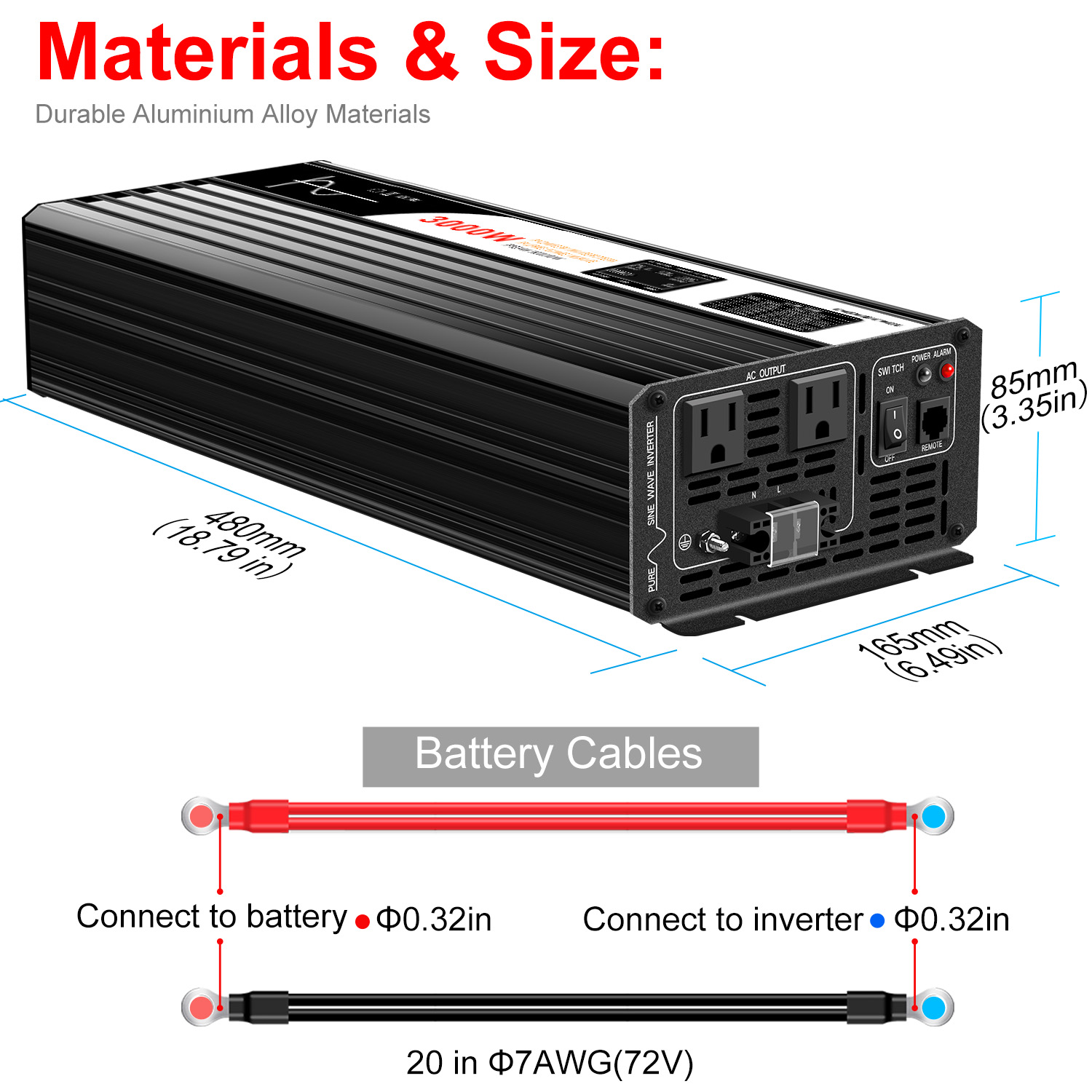 CNSWIPOWER 48V 3000W power inverter pure sine wave to 120V For Home Car Solar
