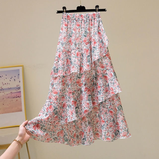 Asymmetrical chiffon maxi skirt cheap