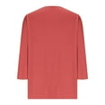 thumbnail image 5 of Loopsun Womens Fall Tops Plus Size, 3/4 Sleeve T Shirts for Women, Women's Fashion Casual Solid Quarter Sleeve V-neck Pullover Top Watermelon Red, XL, 5 of 5