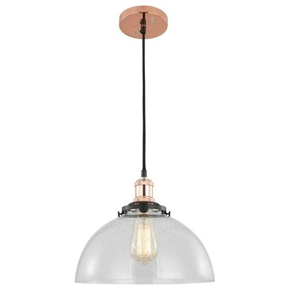 Woodbridge Lighting Fulton Dome Metal Mini Pendant with ST73 Bulb in Brass/Clear