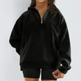 thumbnail image 3 of Mohiass Fall Half Zip Hooded Sweatshirts for Women Cute Plain Oversized Hoodies 2025 Basic Winter Trendy Pullover Tops Black L, 3 of 5