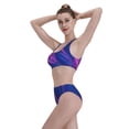 thumbnail image 5 of Daiia Neon Gradient Blue printed 2 piece Swimsuit Bikinis for Women High Waisted Racerback Bathing Suits Summer Tummy Control Scoop Neck Swimwear-Small, 5 of 8