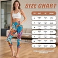 thumbnail image 6 of SCRAWLGOD Bohemian Flower Orange Blue High Waisted Capri Leggings with Pockets for Women, Breathable Butt Lifting Leggings, Cmofy Casual Yoga Pants for Running Cycling Workout, XS, 6 of 7