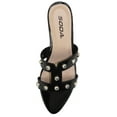 thumbnail image 2 of Soda Shoes Women's Sandals Double Strap Slides Rhinestone Bling Studded Open Pointed Toe YISKA-S Black Patent 5.5, 2 of 2