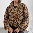 thumbnail image 3 of Tbopshirt Womens Fleece Jackets Coats Clearance,Fleece Cardigans for Women,Casual Trend Leopard Print Short Plush Jacket,Fuzzy Fleece Cardigan Jackets Women, 3 of 6