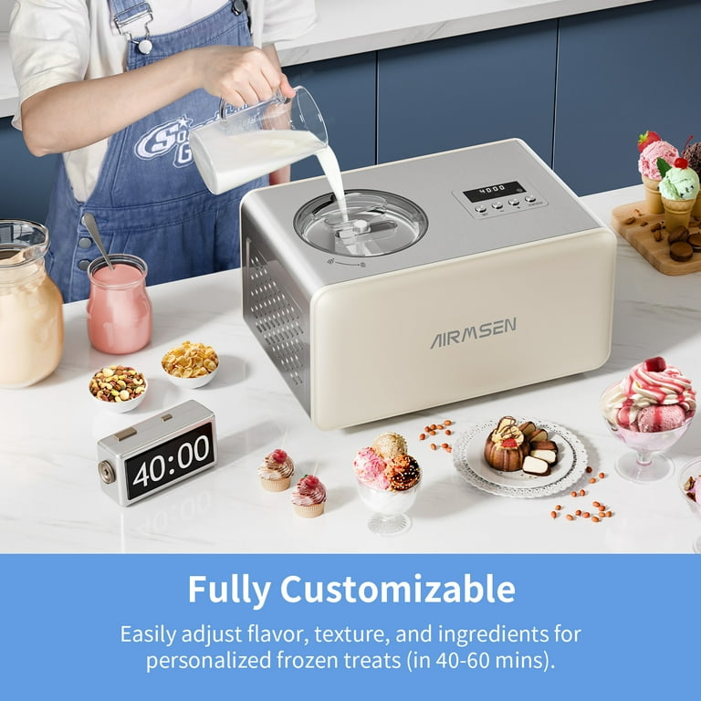 TZS FIRST AUSTRIA Eismaschine Ice Cream Maker, Mit Kompressor, Selbstkühlend, Mit Entnehmbarem 1 Eisbehaelter Joghurtmaschine Inkl Messbecher Spatel S0i8v0mf
