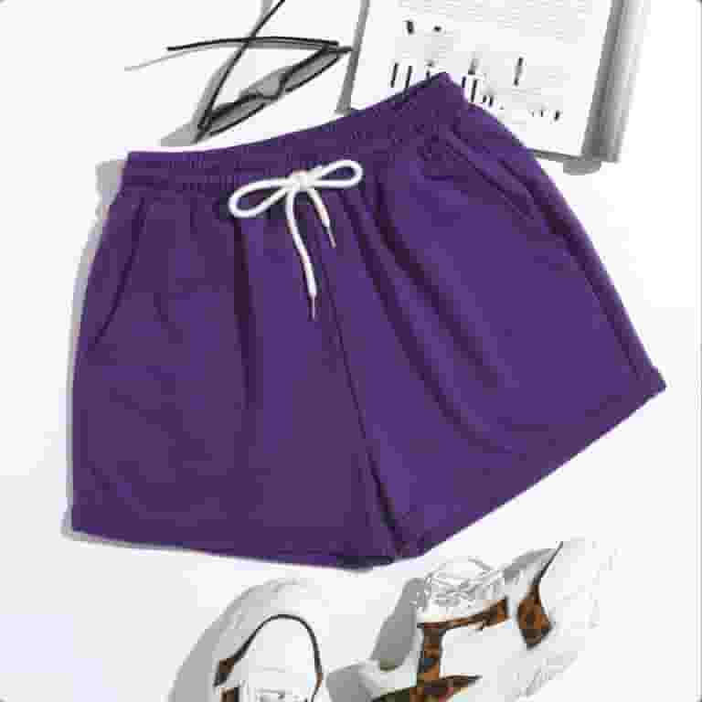 Women Summer Casual Shorts Drawstring Comfy Elastic Waist Women Summer Casual Shorts Drawstring Comfy Elastic Waist