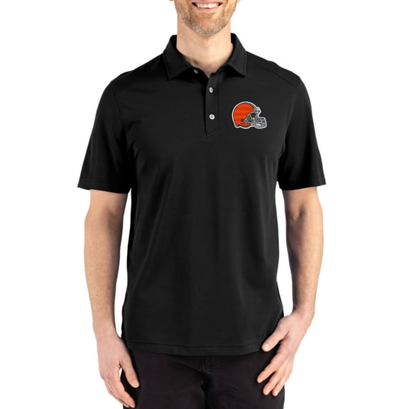 Men's Cutter & Buck Black Cleveland Browns Big & Tall Advantage Refresh Epic Confidence Recycled Tri-Blend Pique Polo