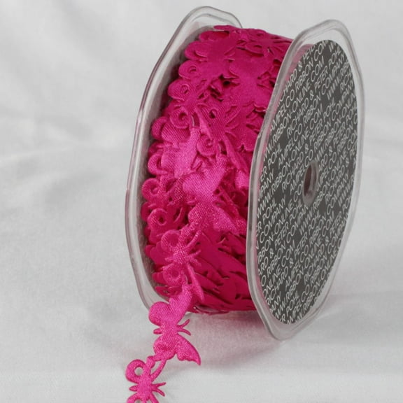 The Ribbon People Pink Sticky Back Enchanting Butterfly Garland Lace Craft Ribbon 0.8" x 22 Yards