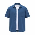 thumbnail image 5 of Vetsdori Corduroy Tops for Men Short Sleeve Big and Tall Summer Button up Pocket Casual Work Collar Stylish Mens Shirts Plain, 5 of 7