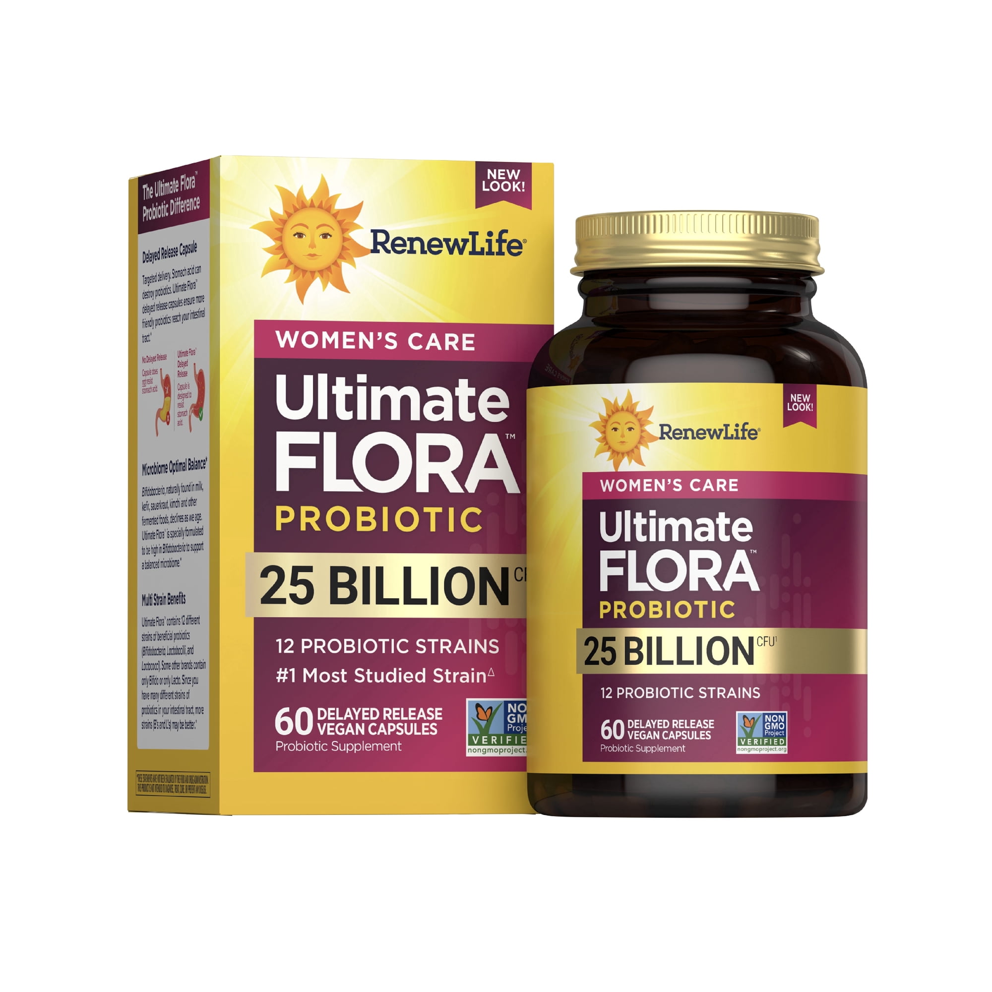 Ultimate Flora Probiotic Supplement | 60 Vegan Capsules | 25 Billion CFU | by Renew Life