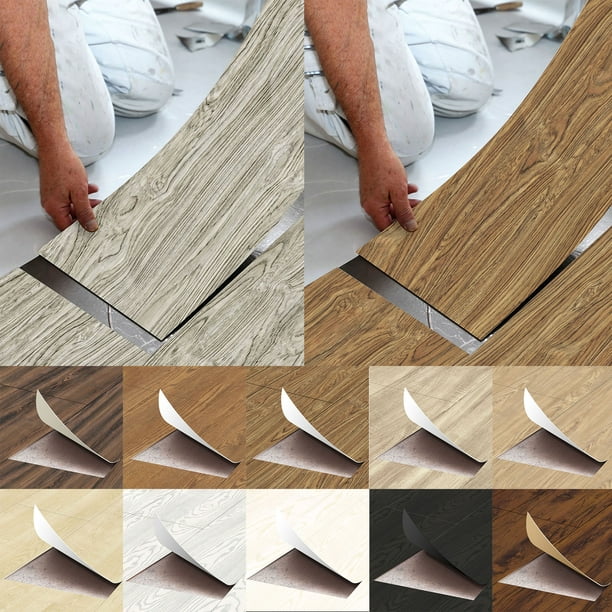 Wooden Wall Floor Planks Floor Tiles- Simple Peel And Stick Application For Kitchen Bathroom Living Room - Walmartcom