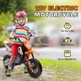 thumbnail image 5 of Qaba Kids Motorcycle with Twist Grip Throttle, 12V Electric Motorcycle with Training Wheels, Rear Suspension & Music, Orange, 5 of 9