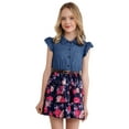 thumbnail image 3 of MSemis Robe d'Été Décontractée à Volants à Manches Courtes pour Filles, Hauts en Denim, Robe en Jean, Jupe Fleurie, Robe de Plage pour Fête, Bleu Marine 14, 3 of 7