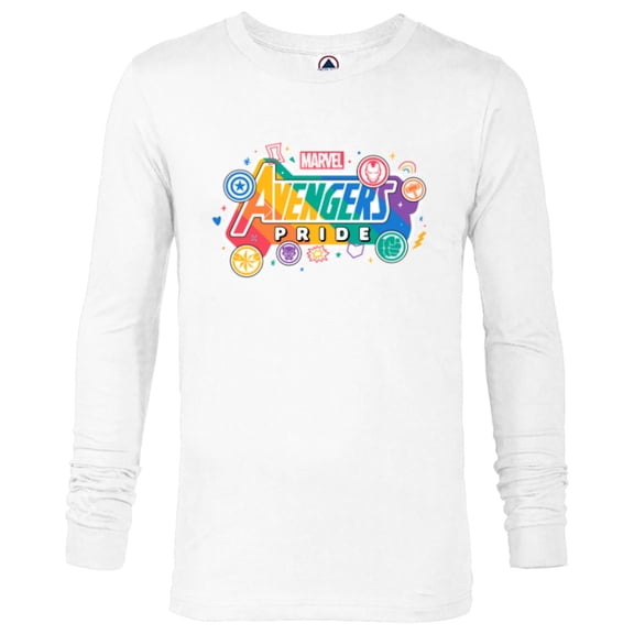 Marvel Pride Rainbow Avengers Pride Hero Icons & Doodles- Long Sleeve T-Shirt for Men - Customized-White