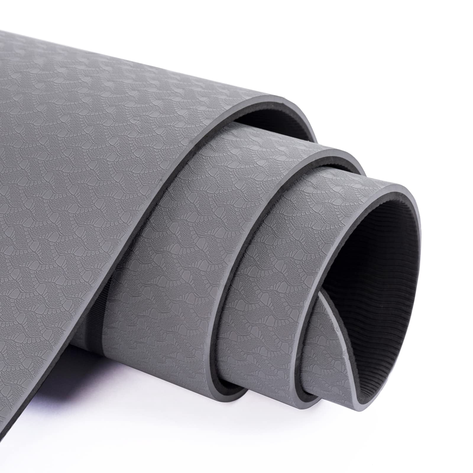 Yoga Mat 72"x24" Jet Black & Glacier Gray Non-Slip Exercise Mat for Home Workout