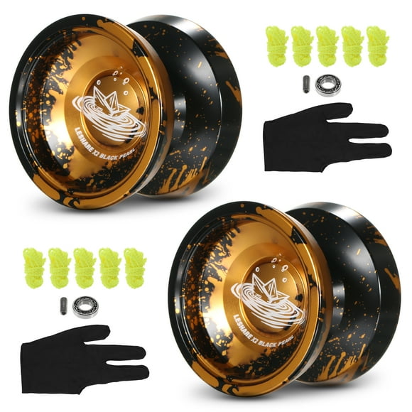 2 Pack Aluminum Yoyo Balls Competitive Yo Yo Gift with Bearing Strings and Gloves