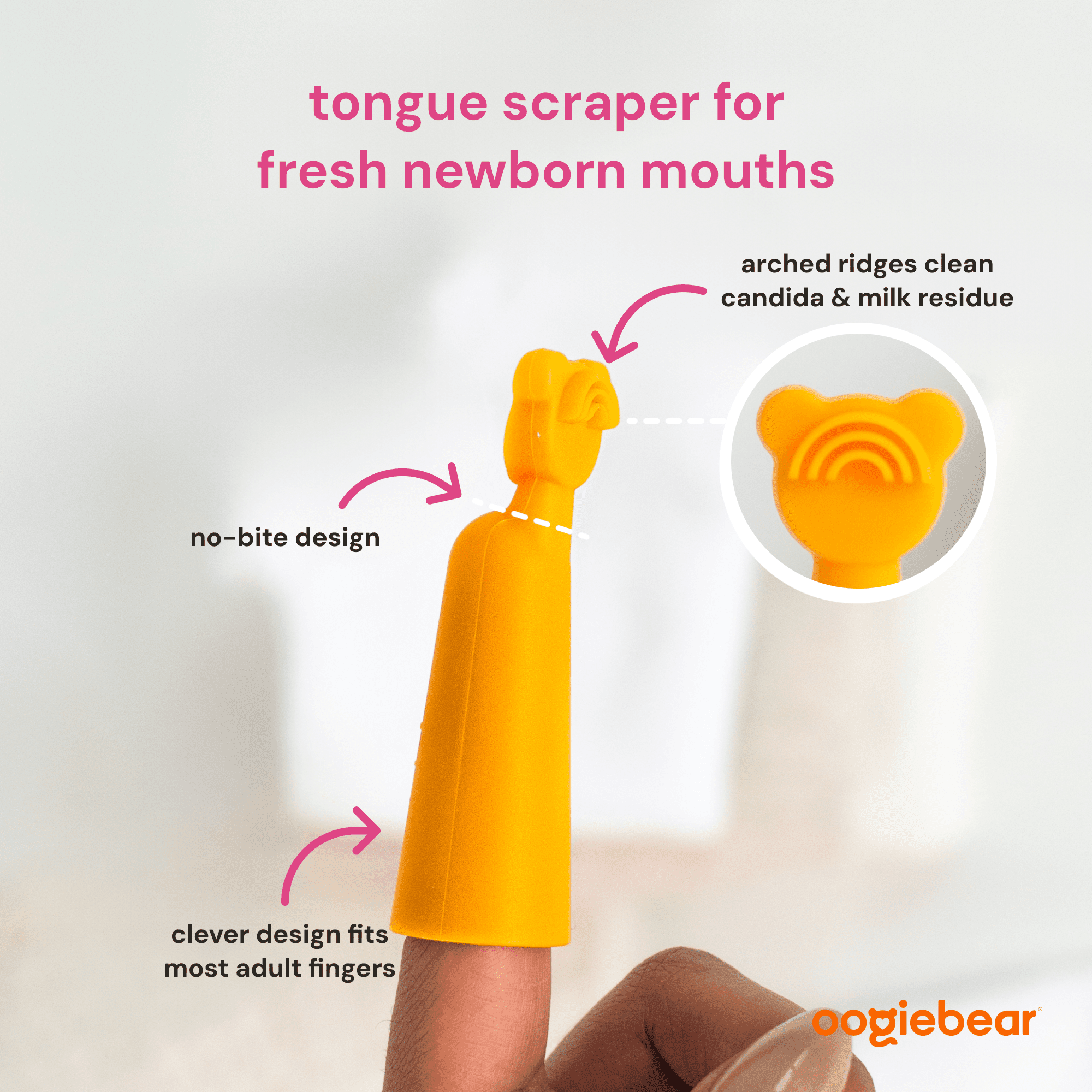 Oogiebear Baby Manual Toothbrush and Tongue Scraper – Finger Brush for Newborns and Infants, Silicone bristles, BPA-Free Dental Kit