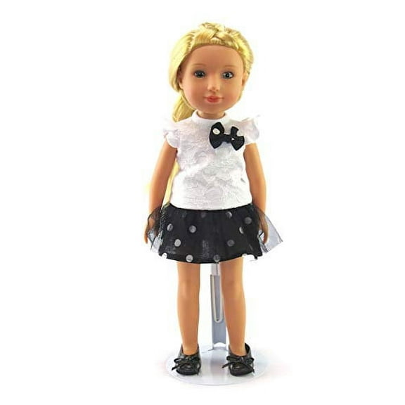 14.5 INCH Doll: Black and White Polka Dot Skirt Set