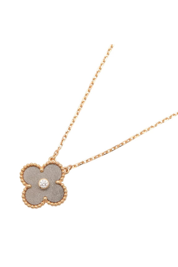 Pre-Owned Van Cleef & Arpels Vintage Alhambra Obsidian 1PD Necklace, 18KPG (Pink Gold) Diamond,...
