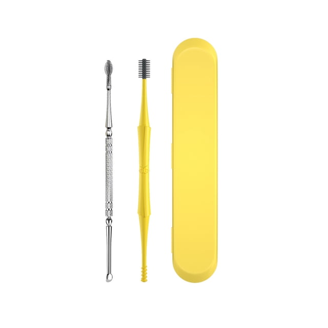 2Pcs/set Dual-end Ear Pick Set Curette Ear Wax Remover Spiral Spring Earpick Stainless Steel Ear Cleaner