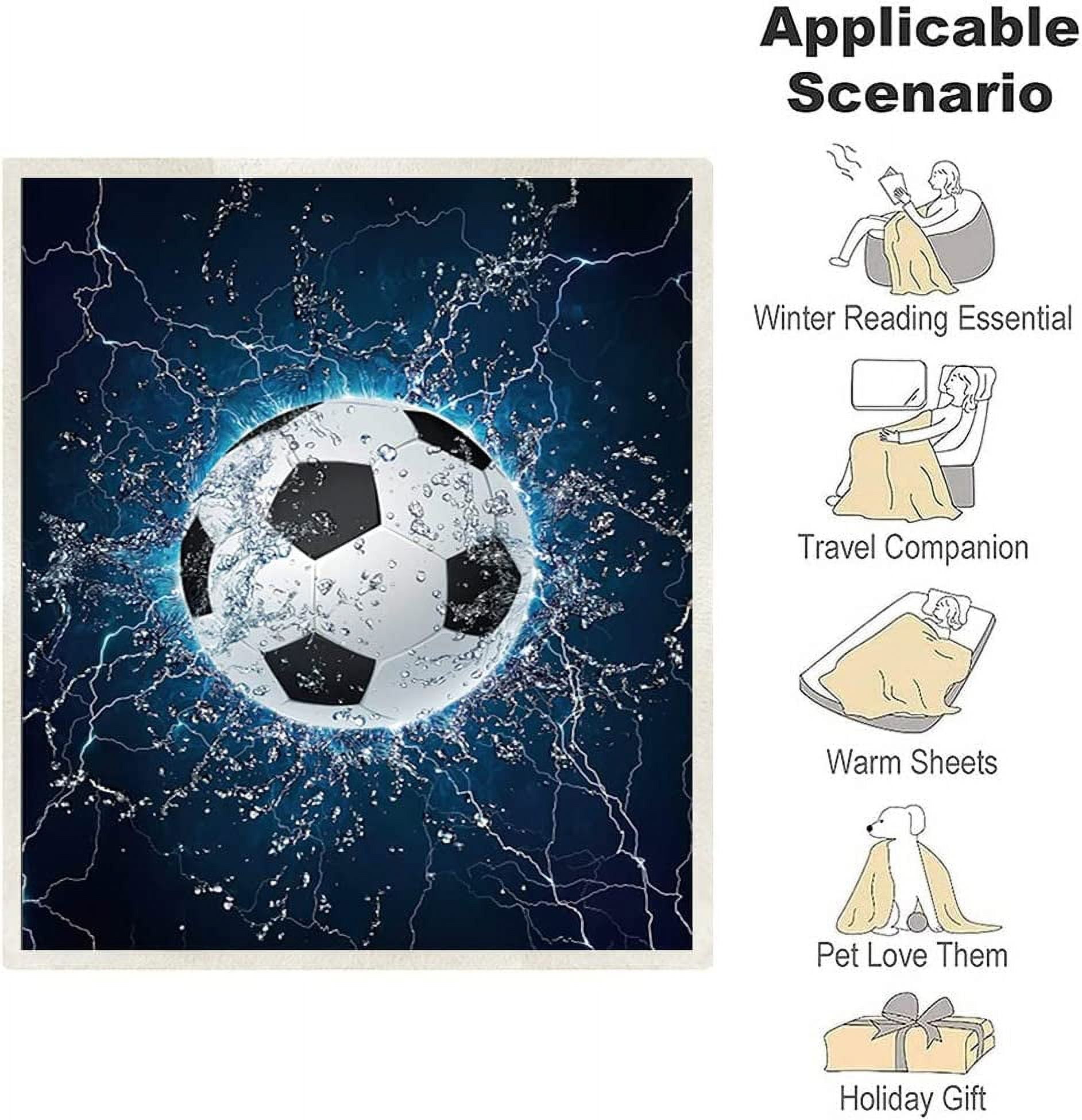 Soccer Blanket 3D Soft Plush Sherpa Throw Blanket Soccer Gifts Adult All Season Couch Bed Sofa Home Decor (Soccer,60"×80")