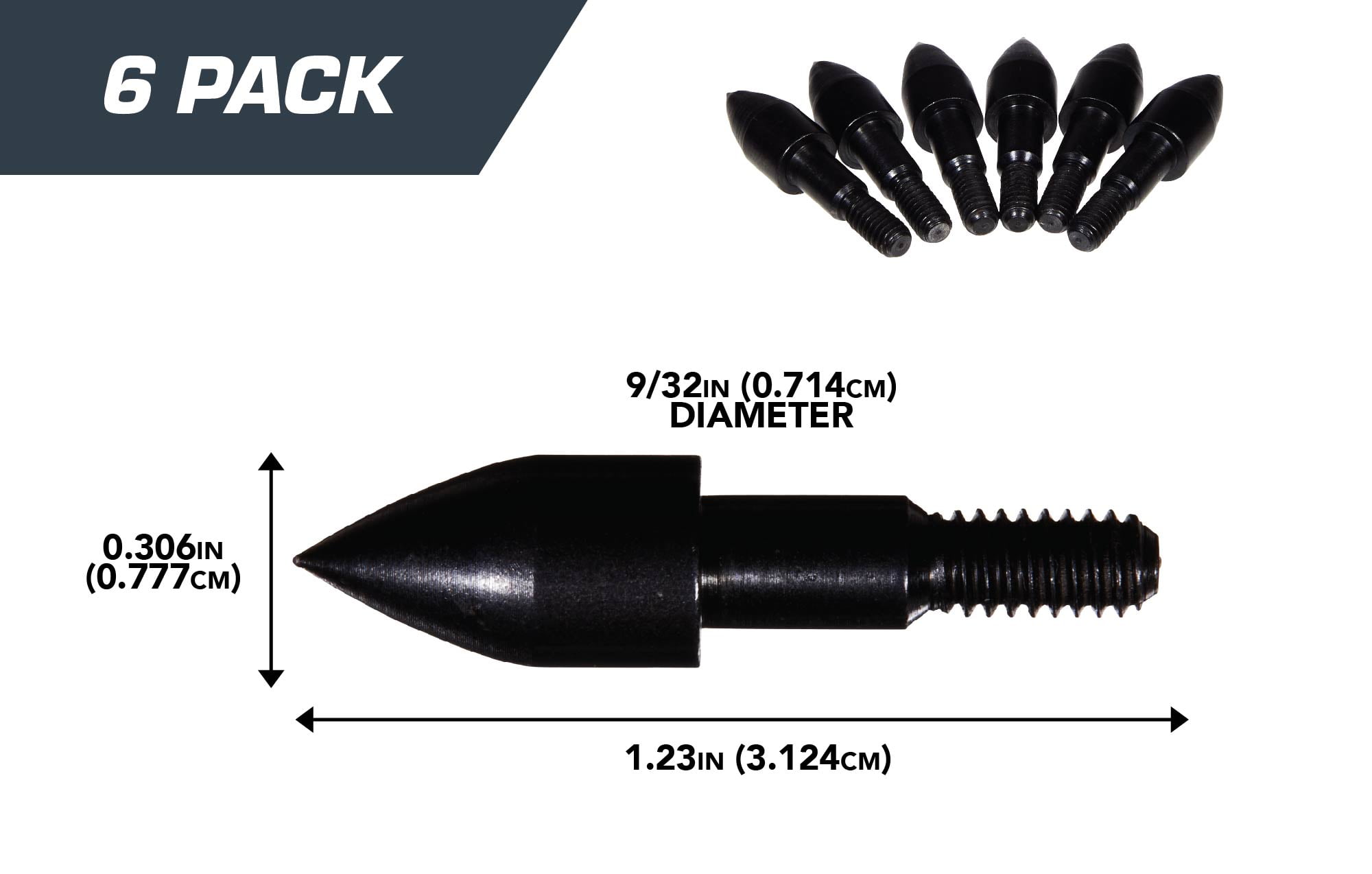 Titan Archery Steel Bullet Points, 85-Grains, 12-Pack, Black