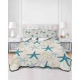 thumbnail image 2 of Full Size Quilt Bedding Set, Ocean Blue Starfish Reversible Summer Quilt 3 Pieces, Summer Coastal Beach Vintage Lightweight Bedspreads Coverlets with 2 Pillow Shams for All Seasons, 2 of 5